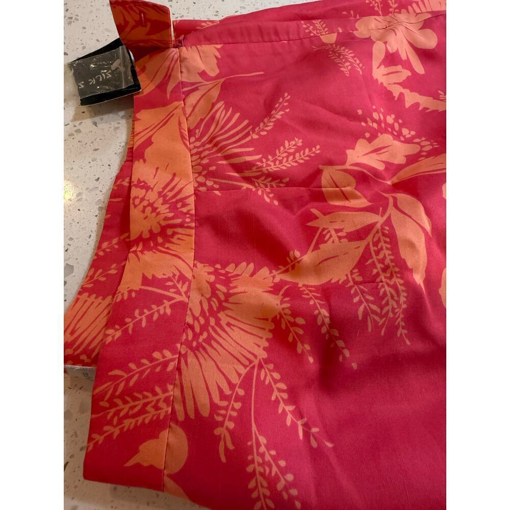 WORTHINGTON 100% SILK PINK FLORAL CAPRI PANTS WOMENS PLUS SIZE 28W - Picture 7 of 7